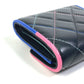 CHANEL Trifold wallet lambskin black CC COCO Mark Small flap Women Used Authentic