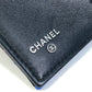 CHANEL Trifold wallet lambskin black CC COCO Mark Small flap Women Used Authentic