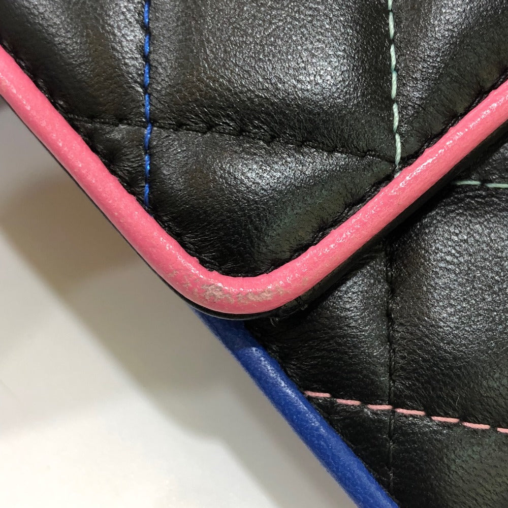 CHANEL Trifold wallet lambskin black CC COCO Mark Small flap Women Used Authentic