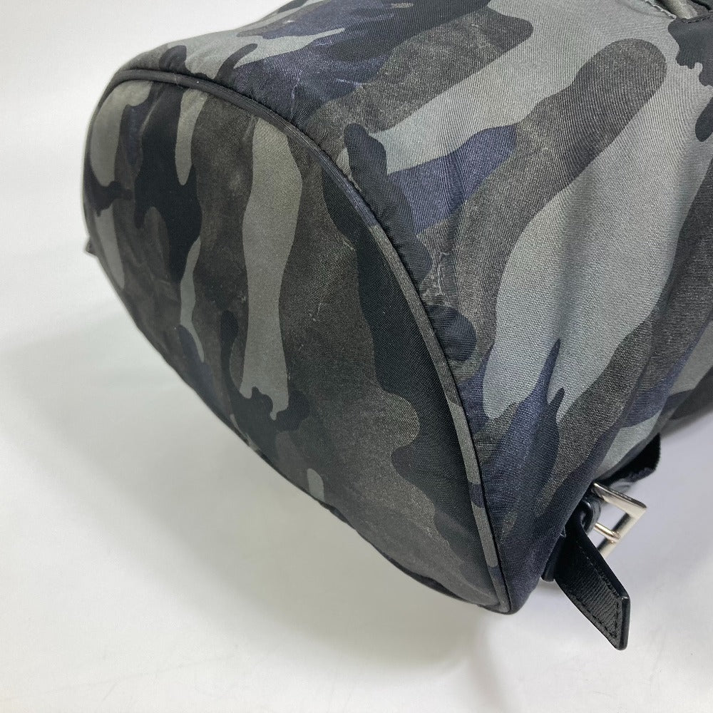 PRADA Backpack Nylon, Saffiano leather green Triangle logo camouflage camouflage saffiano