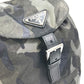 PRADA Backpack Nylon, Saffiano leather green Triangle logo camouflage camouflage saffiano