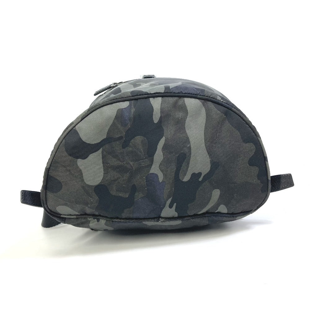 PRADA Backpack Nylon, Saffiano leather green Triangle logo camouflage camouflage saffiano