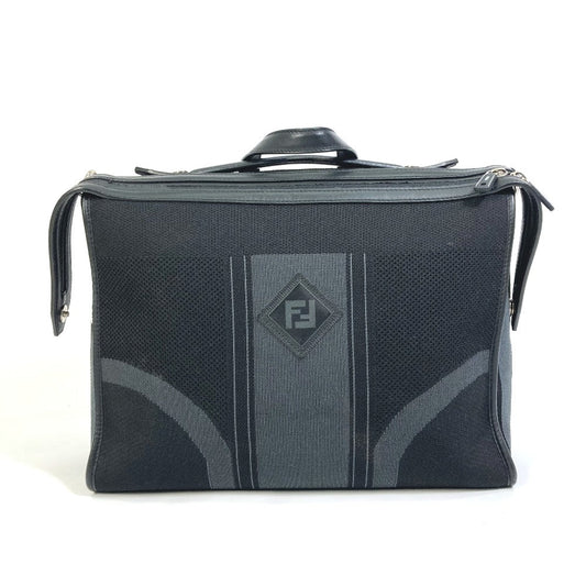 FENDI Business bag 7VA400 Canvas / leather Black Grey logo mesh bicolor