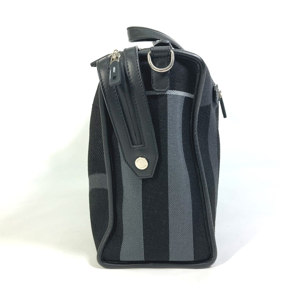 FENDI Business bag 7VA400 Canvas / leather Black Grey logo mesh bicolor