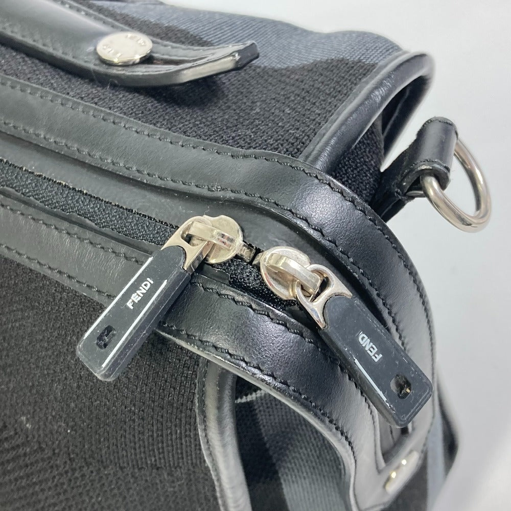 FENDI Business bag 7VA400 Canvas / leather Black Grey logo mesh bicolor