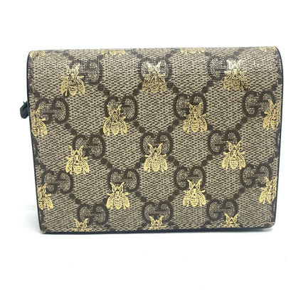 GUCCI Folded wallet 508057 GG Supreme Canvas beige GG BEE BEE mens Used Authentic