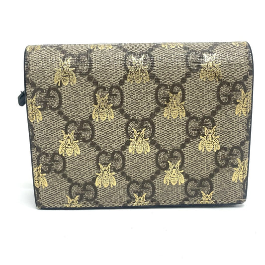 GUCCI Folded wallet 508057 GG Supreme Canvas beige GG BEE BEE mens Used Authentic