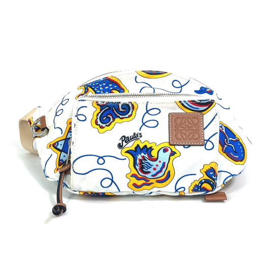 LOEWE Sling bag canvas White x Blue type anagram Waist bag Shoulder Bag mens Used Authentic