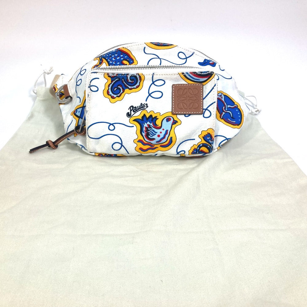 LOEWE Sling bag canvas White x Blue type anagram Waist bag Shoulder Bag mens Used Authentic