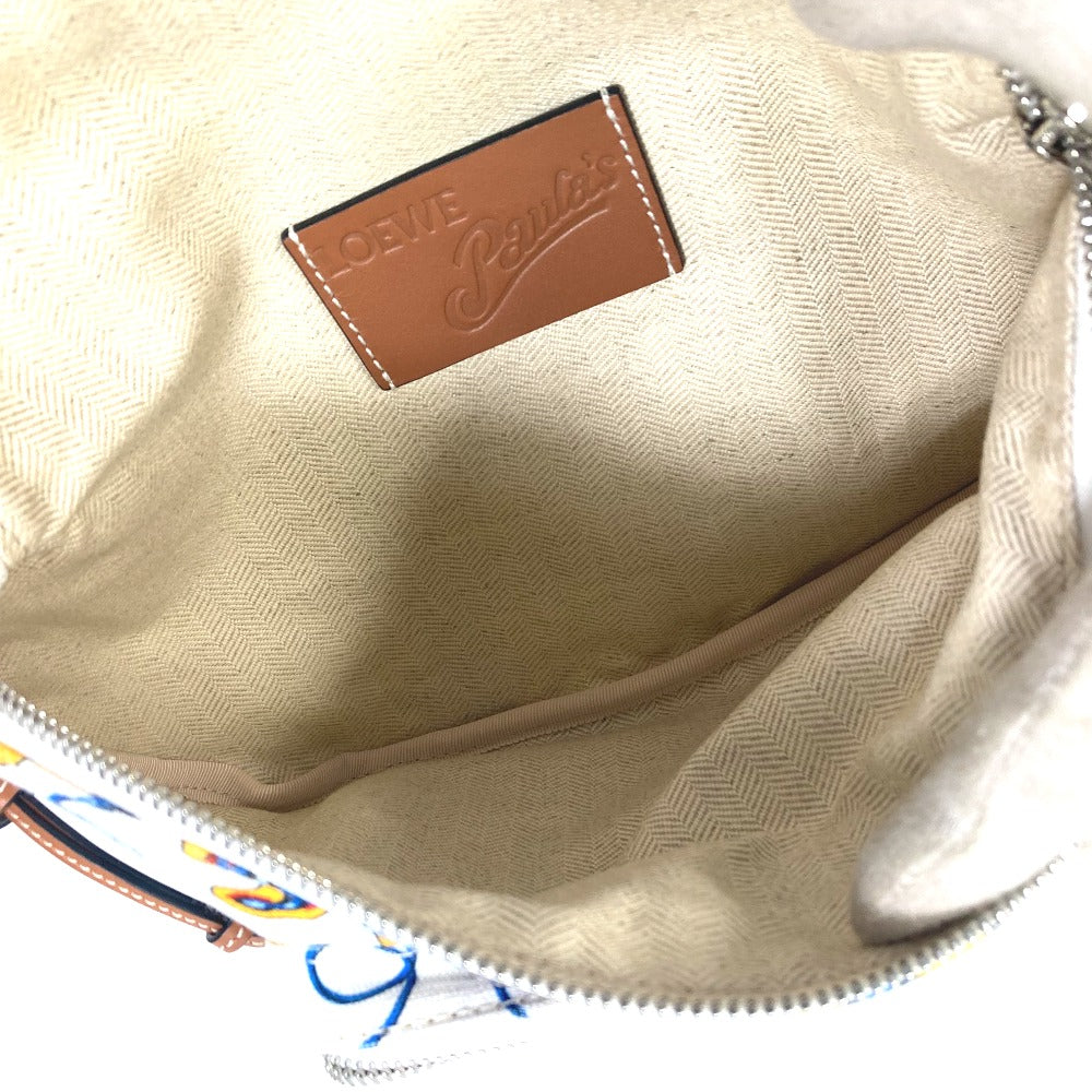 LOEWE Sling bag canvas White x Blue type anagram Waist bag Shoulder Bag mens Used Authentic