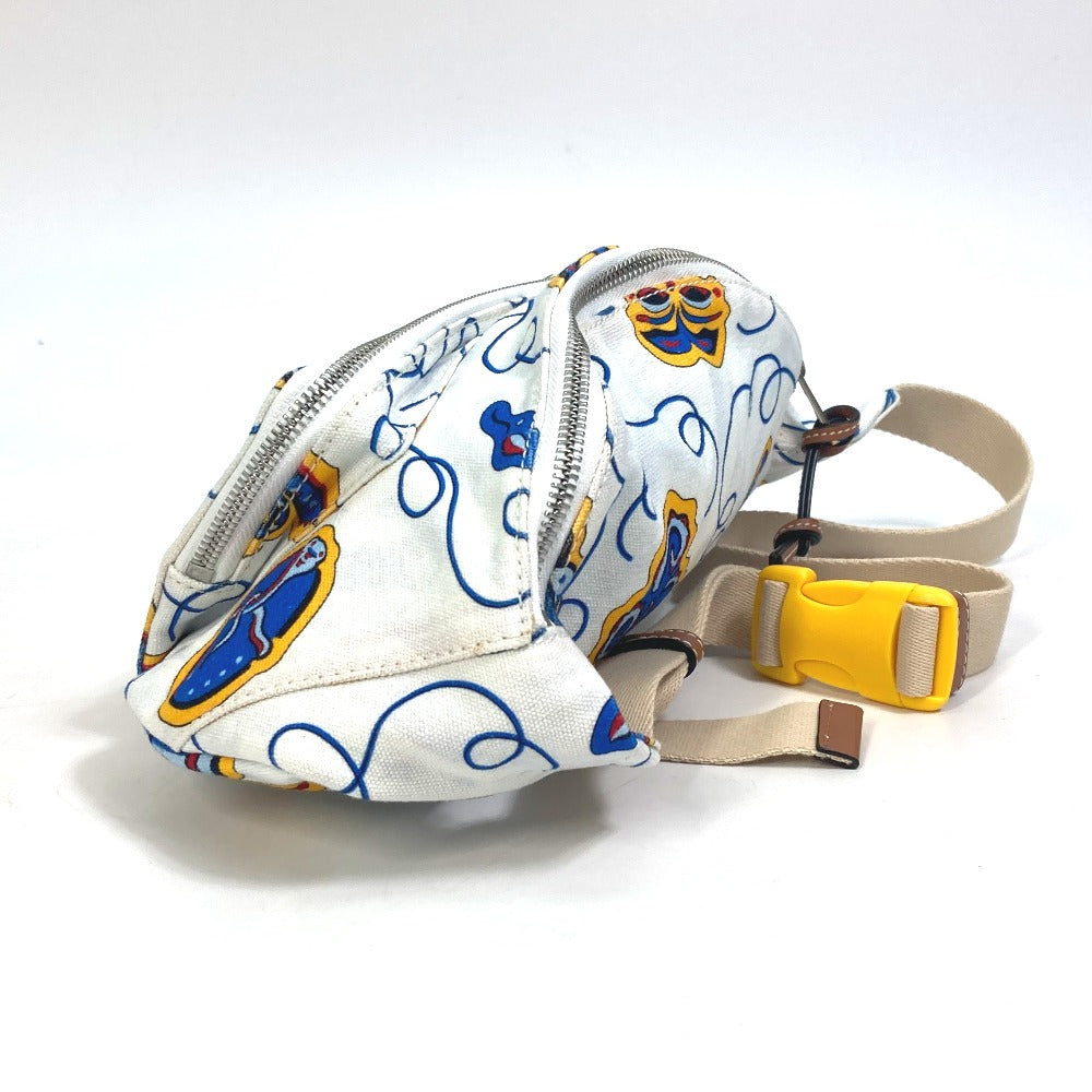 LOEWE Sling bag canvas White x Blue type anagram Waist bag Shoulder Bag mens Used Authentic