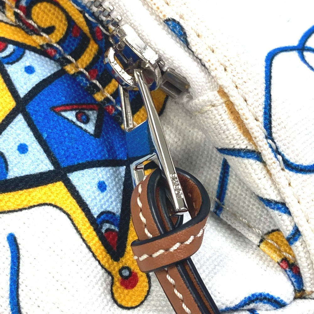 LOEWE Sling bag canvas White x Blue type anagram Waist bag Shoulder Bag mens Used Authentic