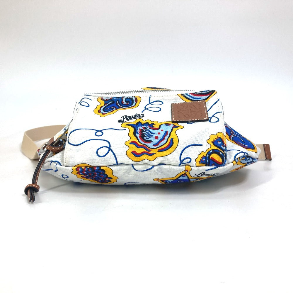 LOEWE Sling bag canvas White x Blue type anagram Waist bag Shoulder Bag mens Used Authentic