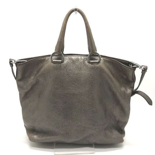 PRADA Tote Bag leather Brown logo unisex(Unisex) Used Authentic