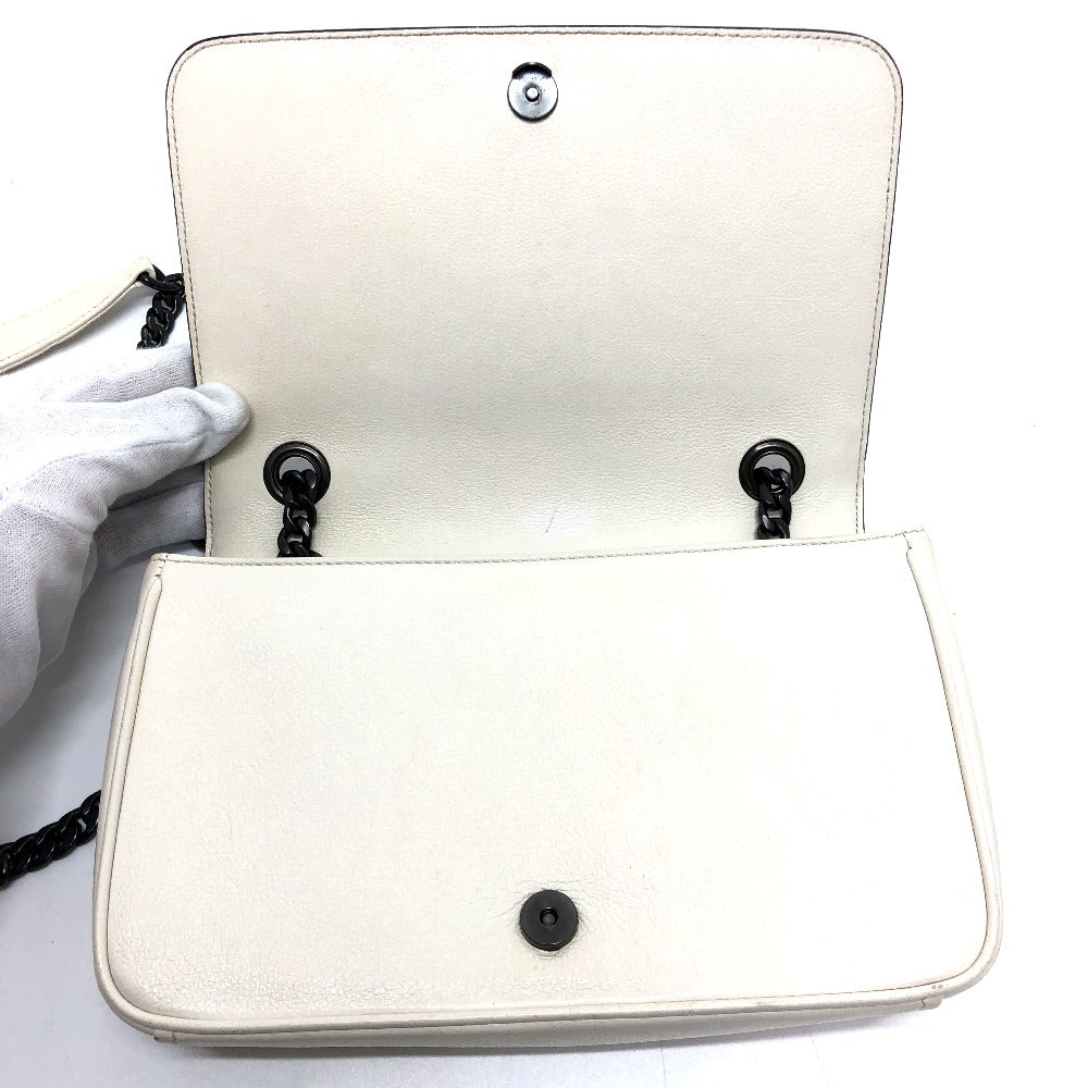 PRADA Shoulder Bag 1BD147 leather white logo studs ChainShoulder Women Used Authentic