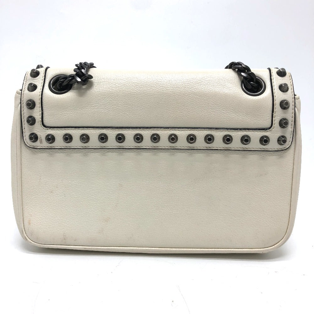 PRADA Shoulder Bag 1BD147 leather white logo studs ChainShoulder Women Used Authentic
