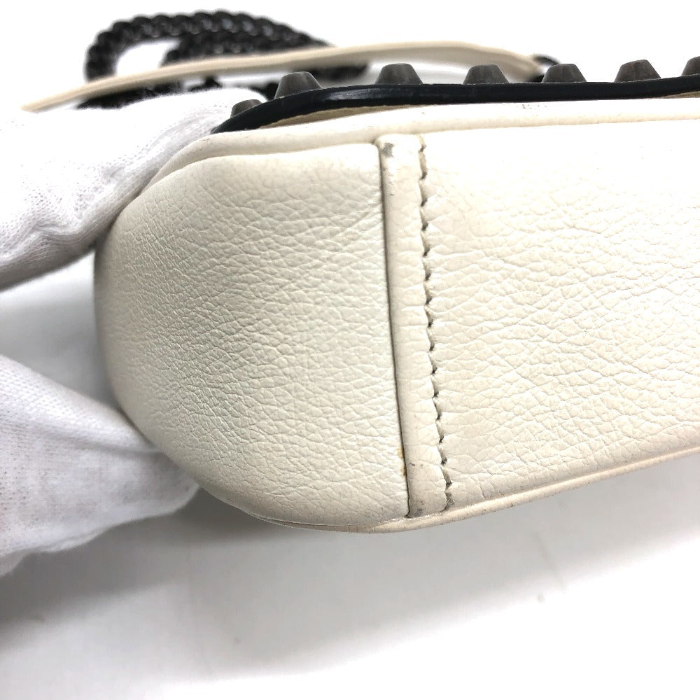 PRADA Shoulder Bag 1BD147 leather white logo studs ChainShoulder Women Used Authentic