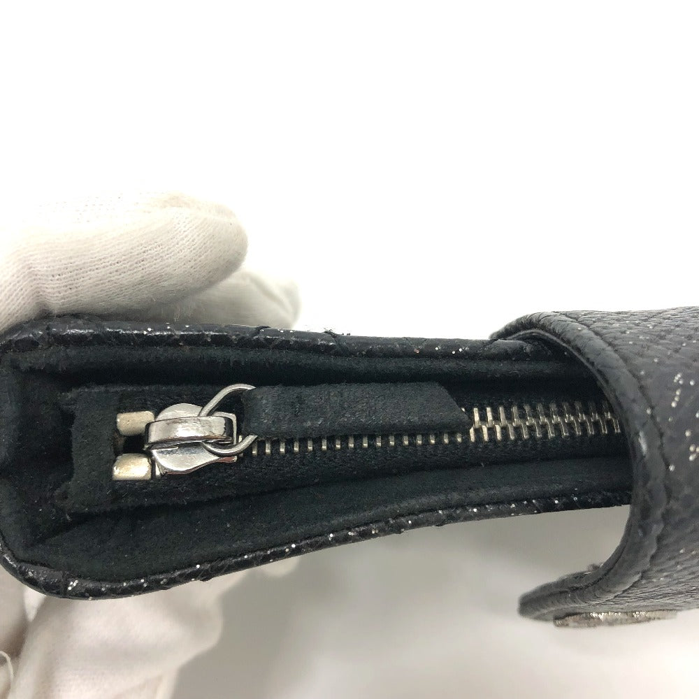 CHANEL Pouch leather black CC COCO Mark Matrasse Women Used Authentic