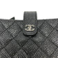 CHANEL Pouch leather black CC COCO Mark Matrasse Women Used Authentic