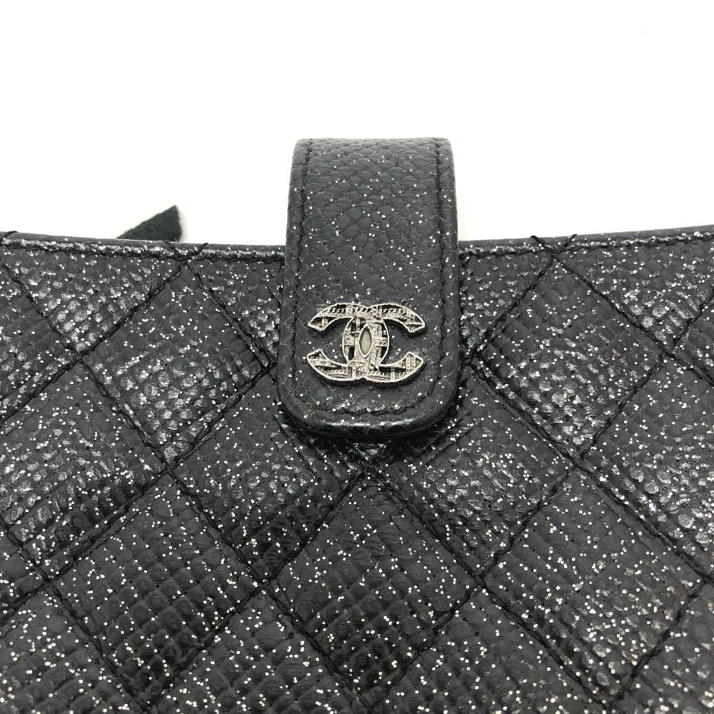 CHANEL Pouch leather black CC COCO Mark Matrasse Women Used Authentic
