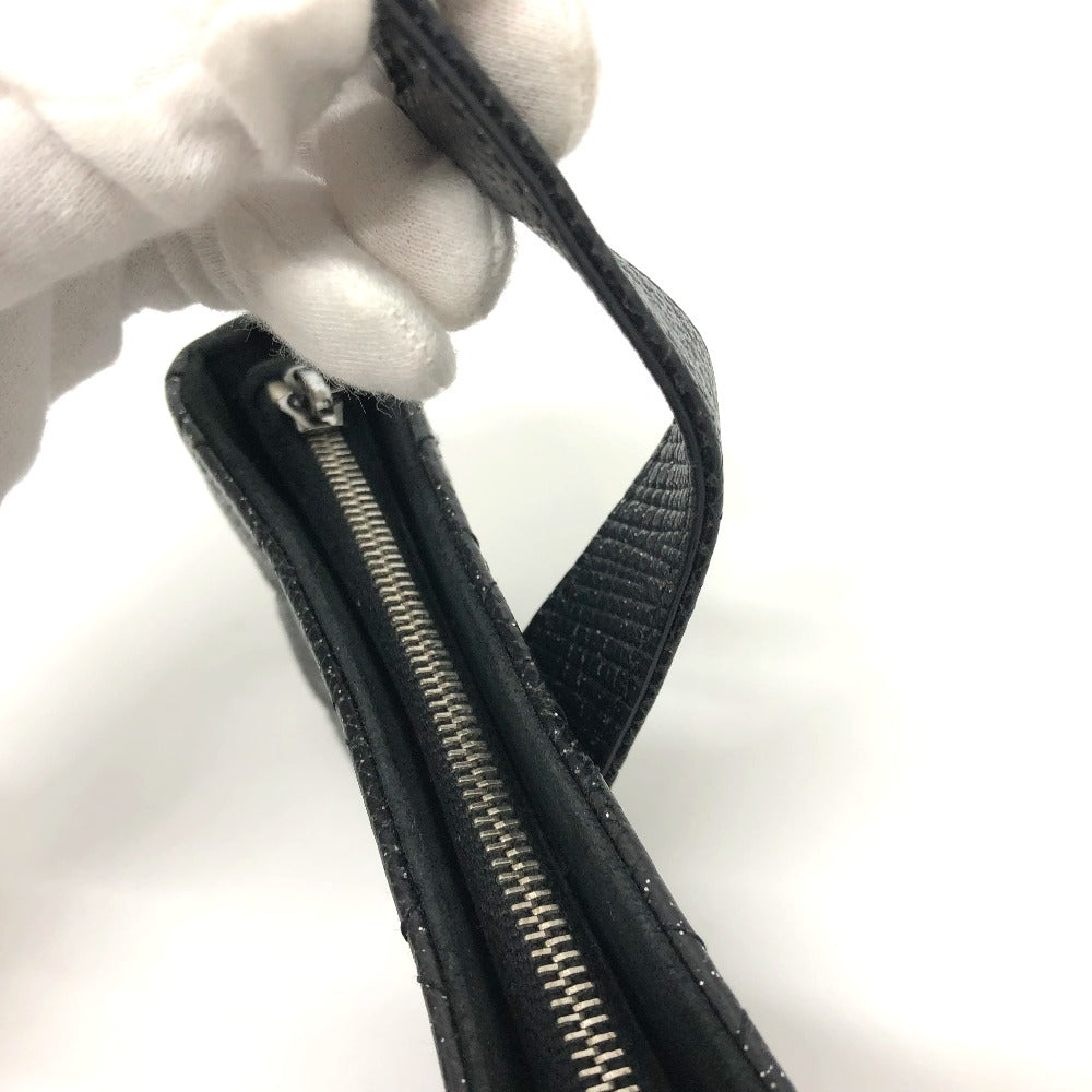 CHANEL Pouch leather black CC COCO Mark Matrasse Women Used Authentic