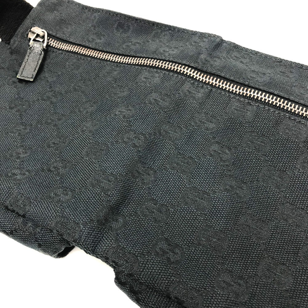 GUCCI Waist bag 28566 GG canvas black GG Sling bag mens Used Authentic
