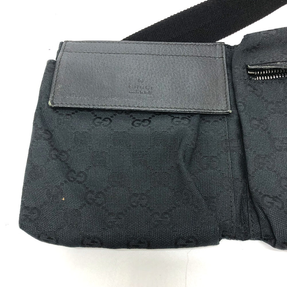 GUCCI Waist bag 28566 GG canvas black GG Sling bag mens Used Authentic