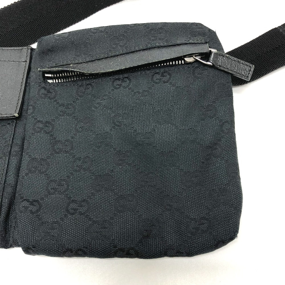 GUCCI Waist bag 28566 GG canvas black GG Sling bag mens Used Authentic