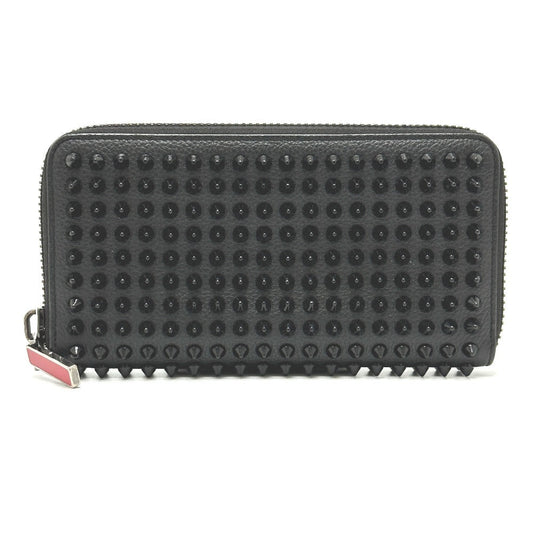 Christian Louboutin Long Wallet Purse leather black Panettone Spike studs mens Used Authentic