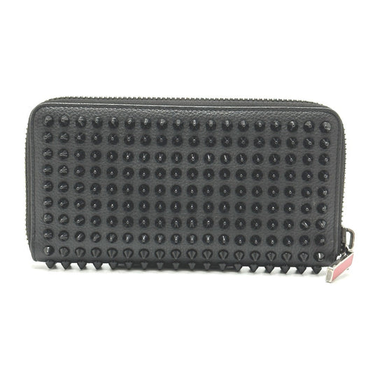 Christian Louboutin Long Wallet Purse leather black Panettone Spike studs mens Used Authentic