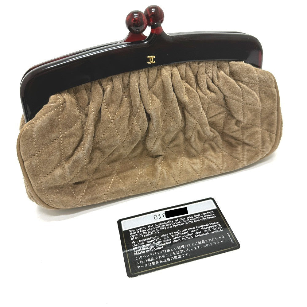 CHANEL Pouch suede Brown CC COCO Mark Gamaguchi