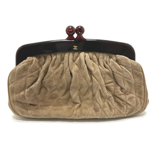 CHANEL Pouch suede Brown CC COCO Mark Gamaguchi