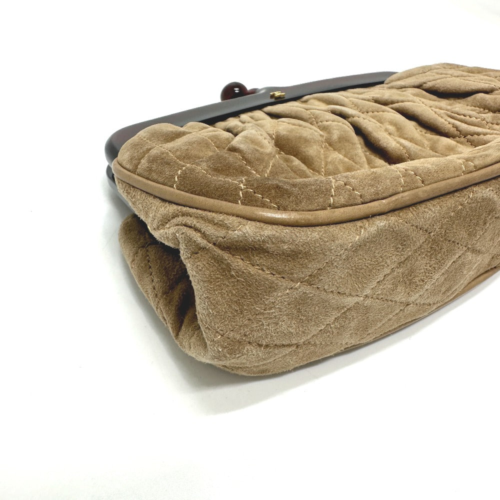 CHANEL Pouch suede Brown CC COCO Mark Gamaguchi