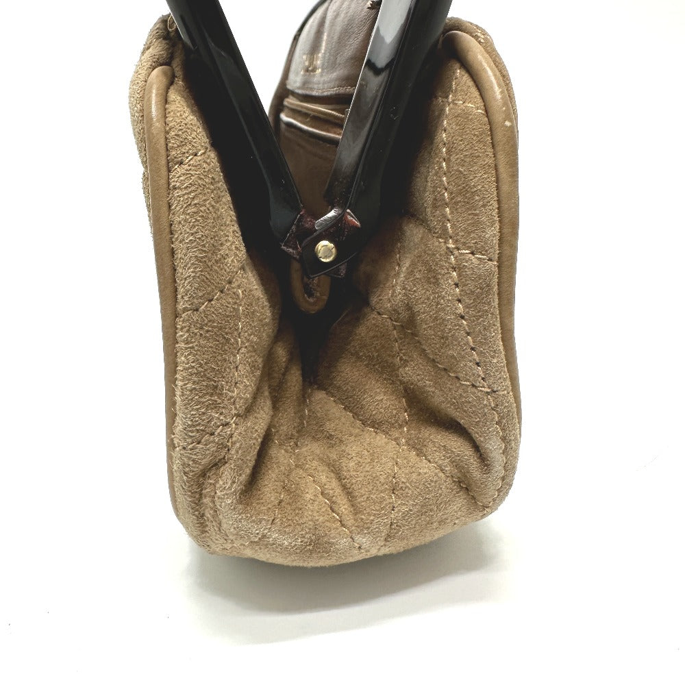 CHANEL Pouch suede Brown CC COCO Mark Gamaguchi