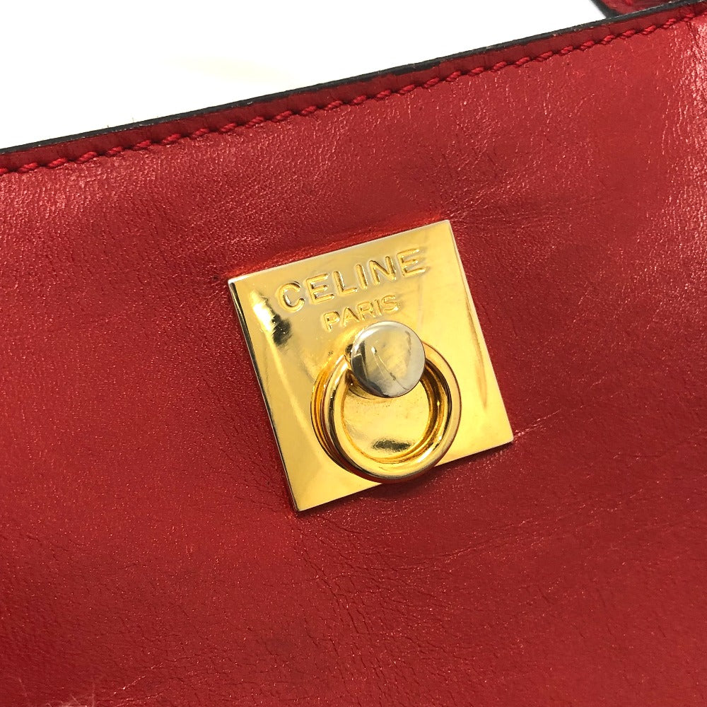 CELINE Handbag leather Red Mini tote Women Used Authentic