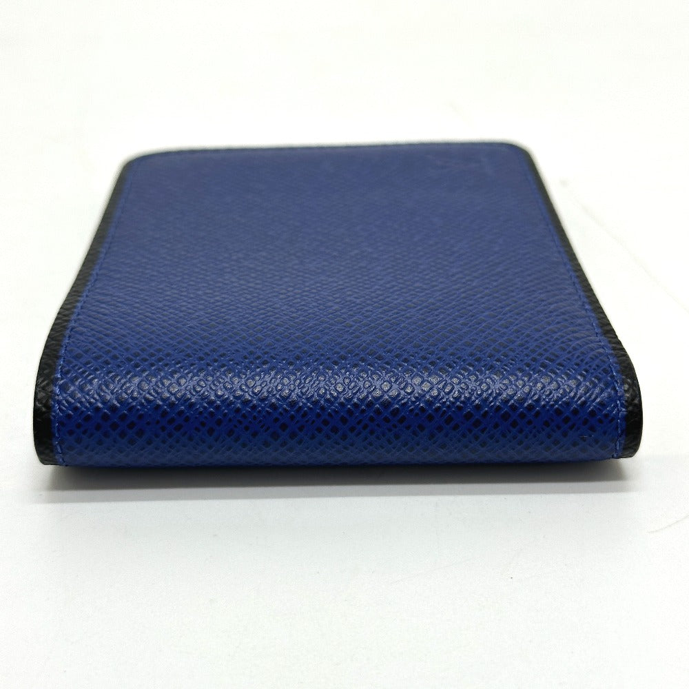 LOUIS VUITTON Folded wallet M30565 Taiga Leather blue Taiga Portefeuille mens Used Authentic