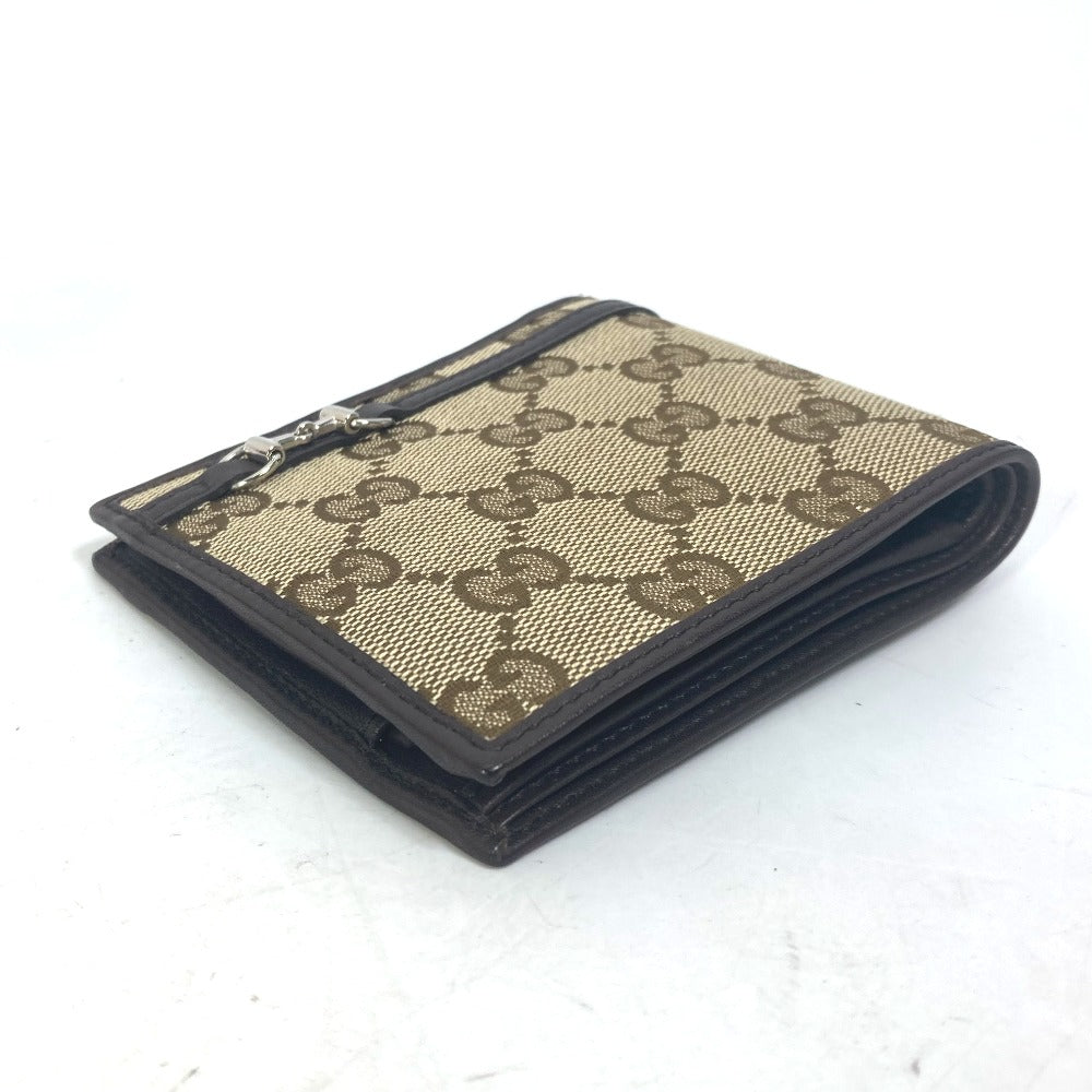 GUCCI Folded wallet 245773 GG canvas beige GG Horsebit Women Used Authentic