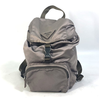 PRADA Backpack Satin Brown type With logo Triangle logo plate