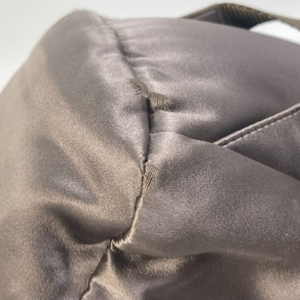 PRADA Backpack Satin Brown type With logo Triangle logo plate