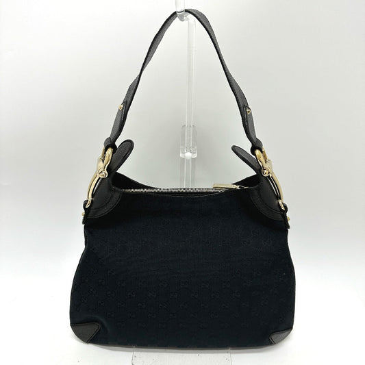 GUCCI Handbag 145826 GG canvas / leather black GG Horsebit Women Used Authentic