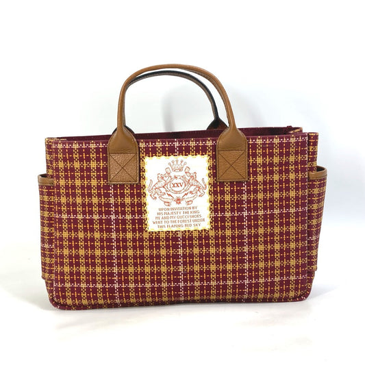 GUCCI Handbag 628159 Canvas / leather Brown/Bordeaux type check Chilled license Women Used Authentic