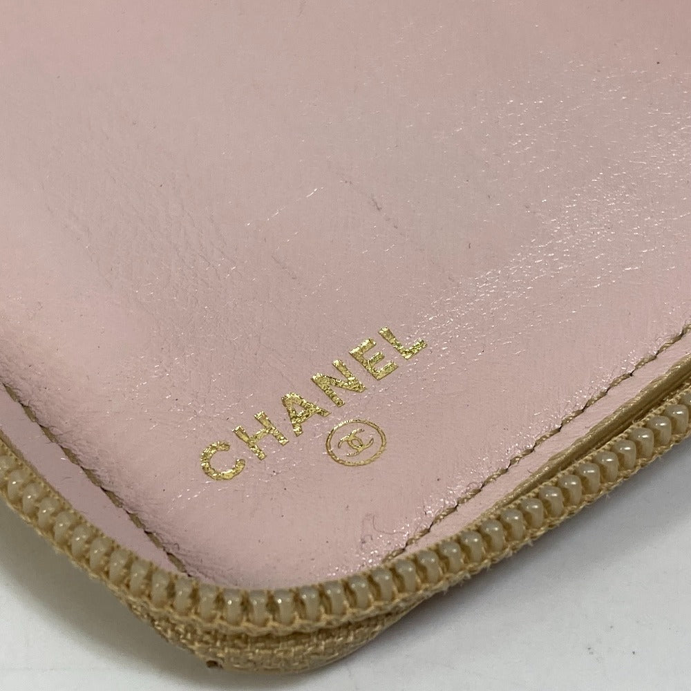 CHANEL Long Wallet Purse Calfskin gold COCO Mark CC Matrasse quilting Women Used Authentic