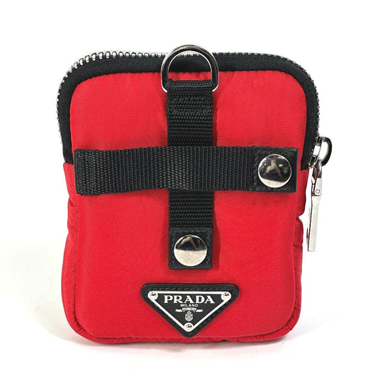 PRADA Pouch 2NA026 Nylon Red Triangle logo plate TESSUTO SOFT mens Used Authentic