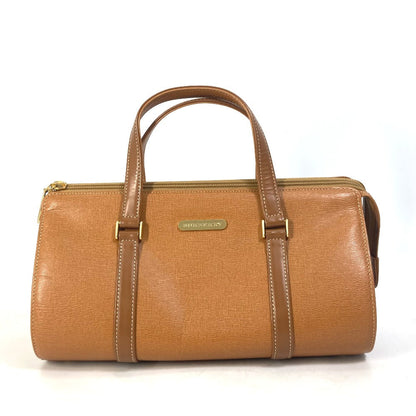 BURBERRY Handbag leather Brown logo Inner check Women Used Authentic