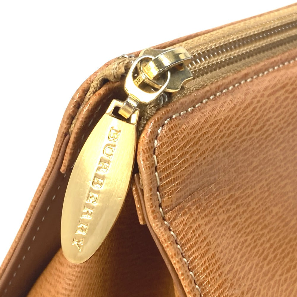 BURBERRY Handbag leather Brown logo Inner check Women Used Authentic