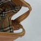 BURBERRY Handbag leather Brown logo Inner check Women Used Authentic