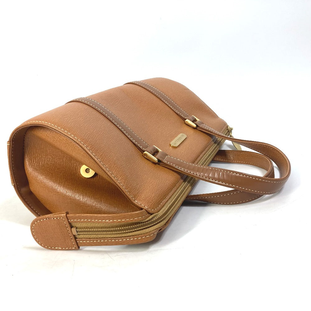 BURBERRY Handbag leather Brown logo Inner check Women Used Authentic