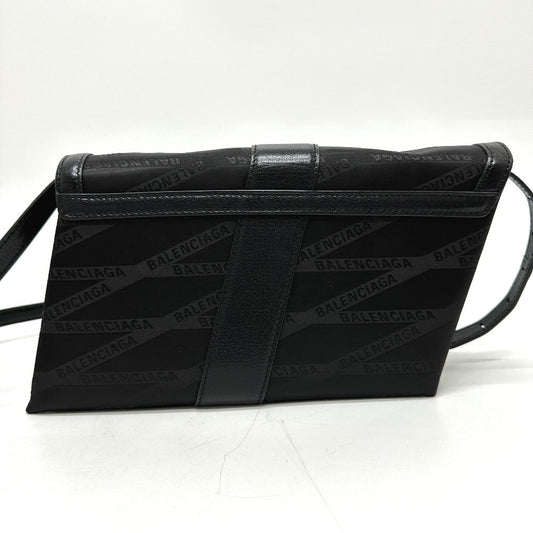 BALENCIAGA Shoulder Bag 580161 Nylon,leather black logo SHIFT BAG M Women Used Authentic