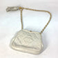 CHANEL Waist bag lambskin white COCO Mark CC Matrasse quilting Women Used Authentic