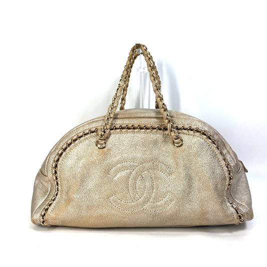 CHANEL Shoulder Bag A31405 leather Champagne Gold CC COCO Mark Mini Boston Duffel bag Luxury line Women Used Authentic